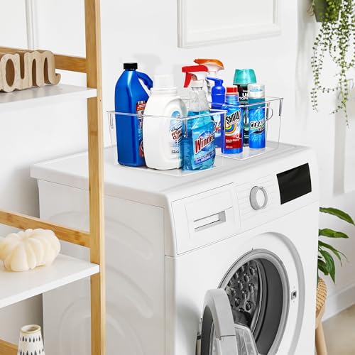 Sorbus 2 Pack Large Clear Plastic Storage Bins, Clear Organizer Bins with Handle for Kitchen, Pantry, Cabinet, Refrigerator, Craft, Toys, Clothes, Closet, Under Sink, Bathroom Organizers and Storage - size: Large, style: 2 Pack
