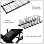 Expandable Food Container Lid Organizer, 9 Adjustable Dividers Sturdy Metal Pot and Pan Organizer Rack for Kitchen Cabinets, Drawers, Pantry Shelves, Countertops, Black, 8.15" Wide - color: Black,13"-21" Expandable,9 Dividers