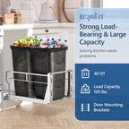 Insputer Dual Pull Out Trash Can Under Cabinet with Soft-Close Slides, Heavy Duty Under Sink Trash Can Kit for Kitchen Sink, Laundry, Garbage Can Not Included, Requires 17" W X 24" D Cabinets - size: Double
