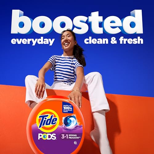 Tide PODS laundry detergent pacs, 3-in-1 Stain Remover, Odor Fighter, Color Protector, 112 Count, HE compatible, Spring Meadow Scent - size: 112 Count (Pack of 1)