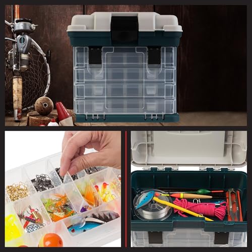 Portable Tool Box - Small Parts Organizer with Drawers and Customizable Compartments for Hardware, Fishing Tackle, Beads, or Crafts by Stalwart (Gray)