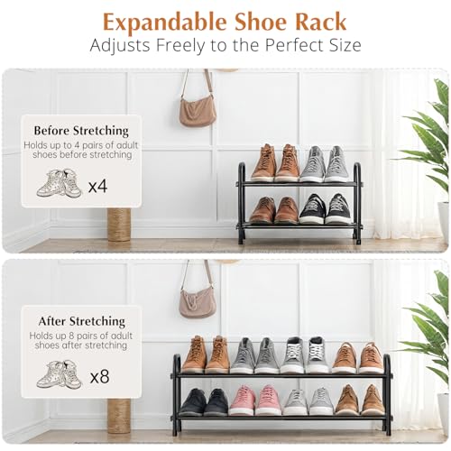 INSMART 2-Tier Expandable Shoe Rack:Stackable and Adjustable Shoes Organizer Storage Shelf, Sturdy and Durable Metal Structure Free Standing Shoe Rack for Closet Entryway Doorway - color: 2-tier, size: 2-Tier