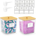 HomePekite 2 Pack Laundry Pods Container,Laundry Room Organization and Storage Containers with Wooden Lids & Labels Large Laundry Detergent Container for Powder,Scent Booster,Pods,Dryer Ball - style: 2 Pack