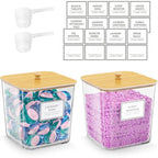 HomePekite 2 Pack Laundry Pods Container,Laundry Room Organization and Storage Containers with Wooden Lids & Labels Large Laundry Detergent Container for Powder,Scent Booster,Pods,Dryer Ball - style: 2 Pack