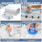 BoxLegend Vacuum Storage Bags with Electric Pump 22 Combo (1X-Jumbo, 4 Jumbo, 9 Large, 8 Medium) Thickened Vacuum Seal Bags for Clothing Space Saving for Coat Quilt Blanket Pillow Comforters - size: 22 PACK-Electric Pump