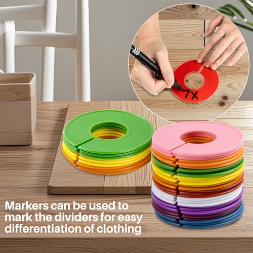 30PCS Closet Dividers Clothes Organizers - Sukh Closet Organizers Plastic Clothes Size Dividers Labels Separators for Garment Organizer Boutique Hanger Clothing Rack No Burrs 10 Assorted Colors