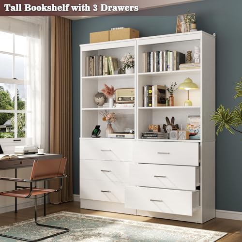Aheaplus 47.2" Closet Drawers System, 3.94FT Wood Closet Organizer System with 6 Drawers, Modular Small Walk-in Closets Storage Unit, Set of 2, White (47.2" L x 13.8" W x 71" H) - color: White, size: 47.2''
