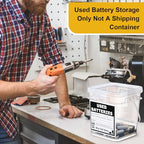 Baderke 1 Pack Battery Disposal Container Battery Recycling Container 1.32 Gallons Capacity Dry Cell Storage Recycling Bin with Label (Transparent) - color: Transparent