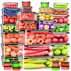 RockBerry 66 Pcs Large Food Storage Containers with Lids Airtight-Total 19075ML Stackable Kitchen Bowls Set(31 Containers,31 Lids) 2500ML to Small Box-BPA Free Leak proof Plastic Boxes-Microwave safe - color: 66Pcs