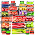 RockBerry 66 Pcs Large Food Storage Containers with Lids Airtight-Total 19075ML Stackable Kitchen Bowls Set(31 Containers,31 Lids) 2500ML to Small Box-BPA Free Leak proof Plastic Boxes-Microwave safe - color: 66Pcs