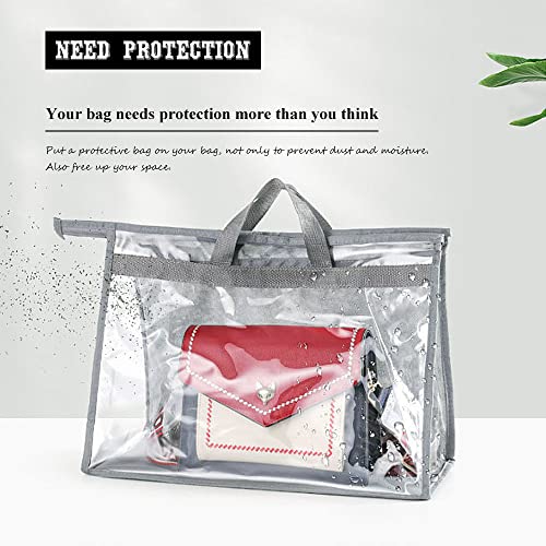 fazhongfa 6PCS Dust Bags for Handbags Clear Purse Storage Organizer Non-Woven Hanging Bag Closet with Zipper and Handle (XL Light Grey) - color: Light Grey