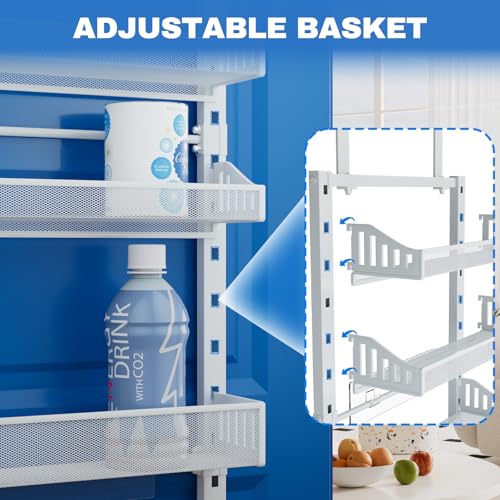 coobest 8-Tier Over the door Spice Rack Organizer, Large Heavy Duty Metal Wall Mount or Over The Door, 2 in 1 Rust-Proof Hanging Storage Shelf for Kitchen Pantry, Bathroom, Laundry Room, Closet - color: White