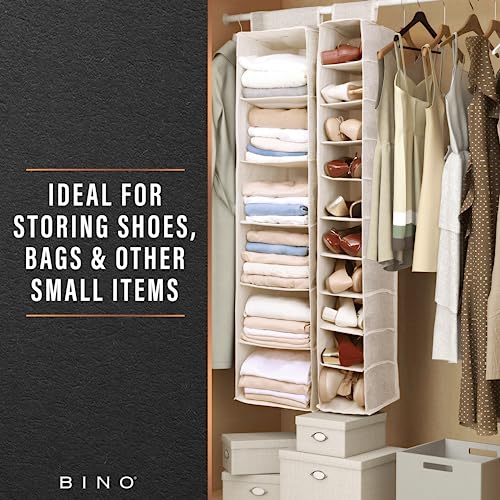 BINO 10-Shelf Shoe Closet Organizer - Beige | Closet Hanging Organizer | Hanging Shoe Rack Storage & Organizer for Bedroom | Hanging Shelves | Portable Closets for Hanging Shoes | Room Essentials - size: 10 - Shelf