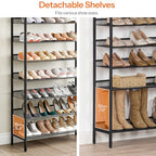 HOOBRO Shoe Rack for Entryway, 8-Tier Shoe Shelf, Large Capacity Shoe Storage Organizer for 21-24 Pairs of Shoes, Front Door Entrance, Hallway, Closet, Space Saver, Rustic Brown and Black BF18XJ01 - size: 8 Tiers (29.5"W)