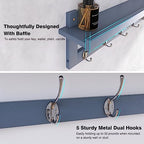 SMIBUY Coat Hooks with Shelf Wall-Mounted, 29.2 Inch Entryway Coat Rack for Wall, Bamboo Hanging Shelf with 5 Double Metal Hooks for Bathroom, Bedroom, Kitchen, Living Room, Mudroom (Grey) - color: Gray