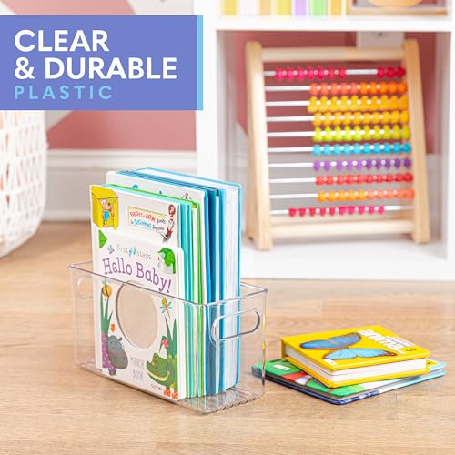 Plastic Food Storage 2 Pack Clear Container Bin with Handles for Organizing Kitchen, Pantry, Refrigerator, Freezer, Pantry, Cabinet, Closet, Bathroom. 10”x4”x5” - size: 10x4x5