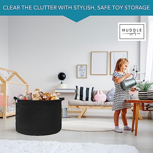 XXXXL WASHABLE Large Black Basket Blanket Basket Living Room 2PCs Toy Baskets Storage Kids Woven Rope XXX Extra Large Basket for Blankets,Pillows,Throws,Laundry + Small Basket | BIG Basket Blanket - color: Black, size: Jumbo