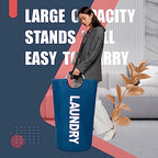 Caroeas 100L Laundry Basket,Large Laundry Hamper, Laundry Bag with Padded Handles, Clothes Hamper Stands Up Well, Collapsible Free Standing Easy Storage Washing Bin (Navy Blue,100L) - color: Navy Blue, size: 100L