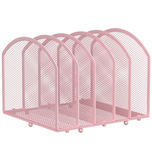 MINDEPOT Desk File Organizer 5 Sections Desktop Organizer File Sorter Office Organization File Folder Holder for Office School & Classroom (Pink, 5 Section - 1Pack) - color: Pink, size: 5 Section - 1Pack