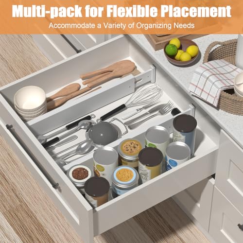 Bamboo Drawer Dividers,17-22" Adjustable Kitchen Drawer Organizer for Clothes,8 Pack Expandable Drawer Organization Separators for Bedroom,Bathroom,Dresser and Office,White - color: White-8Pack, size: 17-22 IN