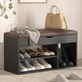 Apicizon Entryway Bench with Shoe Storage, Black, 2-Tier Shoe Rack, Padded Cushion, Wooden Frame - color: Black, size: 31 Inch