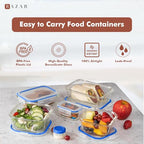 Razab 35 Pc Set Glass Food Storage Containers with Lids - Meal Prep Airtight Bento Boxes BPA-Free 100% Leak Proof (15 lids,15 glass & 5 Plastic Sauce/Dip Containers) - color: Dark Blue