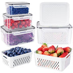 Freshmage Fruit Storage Containers for Fridge with Removable Colander, Airtight Food Storage Container, Dishwasher Safe Produce Saver for Refrigerator, Keep Berry Fruit Fresh Longer 4 pcs Small Clear - size: Small