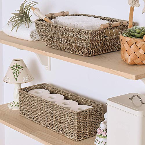 StorageWorks Toilet Tank Basket for Bathroom, Seagrass Storage Baskets for Toilet Tank Top, 2-Pack - color: Natural(seagrass), size: 15 ¾"L x 6 ½"W x 4 ¼"H