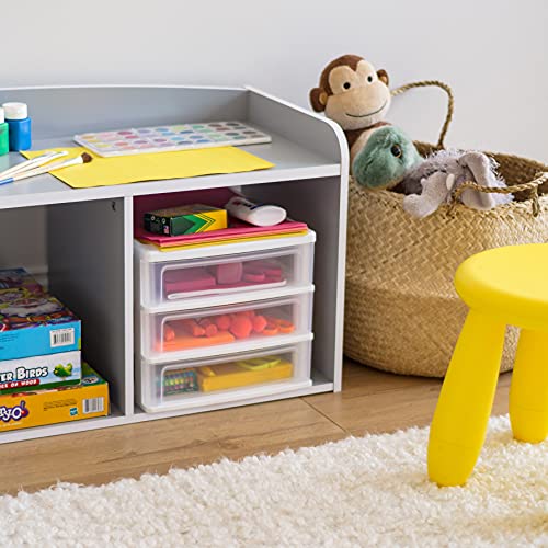 IRIS USA Medium 3-Drawer Stacking Desktop Organizer, 1 Pack, Plastic Drawer Storage Container for Stationery Art Craft Supplies Kitchen Office Garage and Small Business Organization, White - color: White, style: Medium - 1 Pack