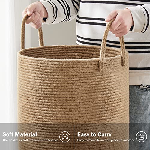Woven Rope Laundry Hamper Basket by YOUDENOVA, 72L Tall Luandry Basket, Baby Nursery Hamper for Blanket Storage in Bedroom-Large-Jute - color: Jute Brown, size: Large(72L )
