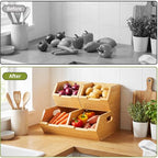 Bamboo Pantry Storage Bins for Vegetables, Potato and Onion Storage Bin for Pantry, Produce Bins for Kitchen Counter