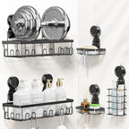 JOTPE Shower Caddy Suction Cup 5 Pack, No Drilling & Removable Suction Cup Shower Shelf for Bathroom with Large Capacity, Powerful Shower Organizer Max Hold 40 lbs, Waterproof Bathroom Shelf, Black - size: Size: 5 x Medium