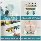 TAILI Shower Caddy Suction Cup 2 Pack, Heavy Duty Bathroom Organizer, Removable Shelves for Inside Shower, Shampoo, Waterproof Suction Plastic Storage for Bathroom Accessories Holder, White - style: 2 × White(M&L)