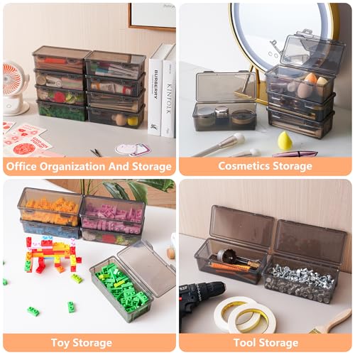 Black Translucent Pencil Cases and Pencil Boxes, 8-Pack Stackable Plastic Pencil Box with Snap Lid – Large Marker Organizer for Art Supplies and Desk Organization – Black Rectangular Large - size: Black Rectangular Large - 8 Pack