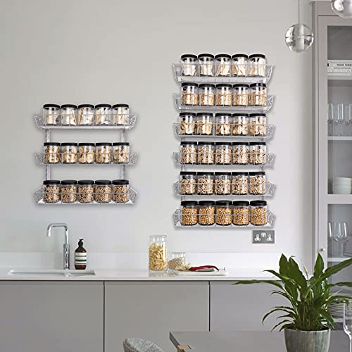 SWOMMOLY Adjustable Wall Mount Spice Rack, 9-Tier Dual-use (Multi-use) Organizer, Silver - color: Silver, size: 9-Tier