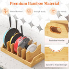 Lifewit Bamboo Pot Lid Organizers for Inside Cabinet, Pan Lid Holder with 6 adjustable Inserts & 7 Sections, Kitchen Pantry organizer and storage, Extra Large, 15.6" X 8.1"/40 x 21cm - size: Extra Large(15.6" x 8.1")