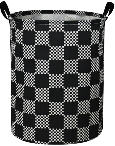 ESSME Boys Laundry Hamper,Kids Hamper Collapsible Canvas Waterproof Storage Bin for Boy, Nursery Hamper,Gift Baskets,toy bins(Black grid) - color: Black grid