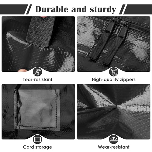 6 Pack Moving Bags with Full-Open Side Zipper, Extra Large 93L Heavy Duty Waterproof Foldable Storage Totes for College Dorm, Moving & Home Organization Black - color: Black, size: 6 Pack