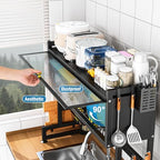 SNSLXH 𝐋𝐚𝐫𝐠𝐞 2-Tier Over The Sink Dish Drying Rack, 33.66"×31.1"×11.81", Large Sink Rack for Kitchen, Saving Kitchen Space, Cover Design Holds Dishes, Bowls, and Cutlery, Kitchen Sink Shelf - size: Standard 2 tiers 3 baskets