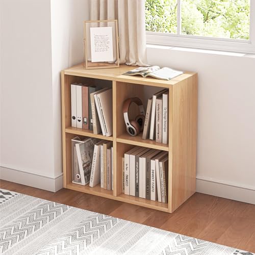 NELYE 4 Cube Organizer Bookcase - Fabric Storage Bins Container, Open Shelf Simple Compartments Bookshelf, Oak - color: Oak, size: 4-Cube