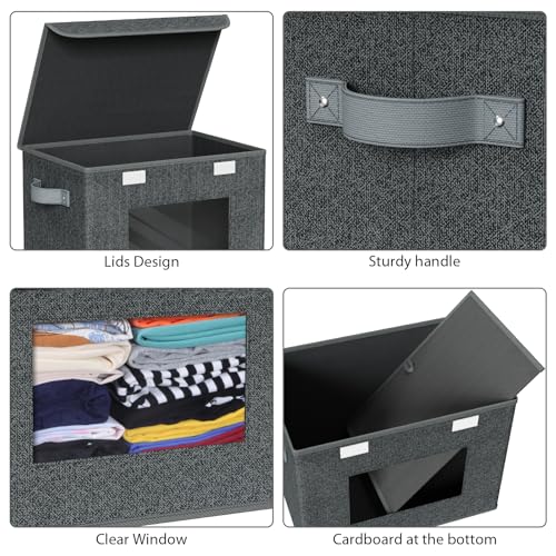 Univivi Fabric Foldable Storage Boxes with Lids [4-Pack] Large Stackable Storage Bins, Closet Organizers and Storage Cube Storage Organizer for Home, Office, Bedroom (Black, 17“ x 12” x 12") - color: Black Pattern, size: 17''-4 Pack