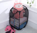 Larpur Popup Mesh Laundry Basket, Collapsible and Portable Clothes Washing Laundry Hamper with Reinforced Carry Handle (Black) - color: Black