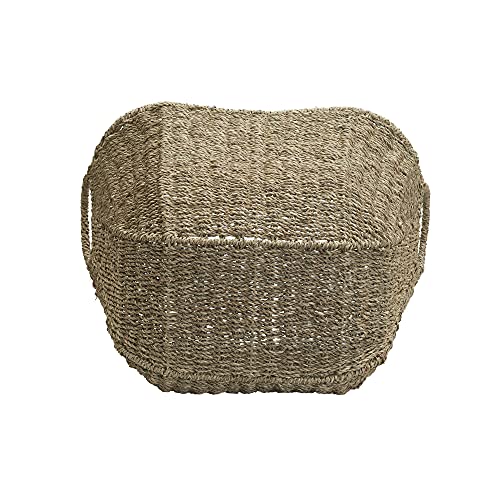 Household Essentials Brown Wicker Storage Basket with Handles Large | Natural Seagrass - color: Natural Seagrass