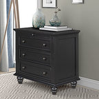 Modern Storage Wood Cabinet with 3-Drawer, Sofa Table Console Table End Table with Pull Out Tray, Accent Table Furniture for Entryway Living Room,Fully Assembly Bedside Table (Black) - color: Black