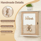 Key Holder for Wall, Rustic Wooden Wall Mount Key Box with 6 Hooks, Farmhouse Key Storage Organizer Key Rack for Entryway Hallway Office, Boho Home Decor