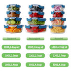 HOMBERKING 24pc Glass Food Storage Containers with Lids, Glass Meal Prep Containers, Airtight Bento Boxes, BPA Free & Leak Proof, Pantry Kitchen Storage(12 lids & 12 Containers) - Deep Blue - color: Deep Blue
