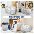 2 Pack Collapsible Laundry Baskets, Upgrade Pop Up Laundry Hamper with Convenient Bags, Foldable Laundry Basket Mesh Light Weight, Easy to Carry Clothes Hampers for Laundry, Dorm, Toys, Travel Grey - color: 2xGrey