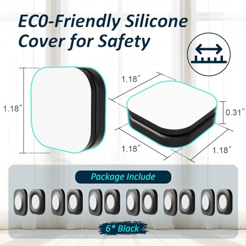 Magnetic Remote Control Holder Wall Mount Self-Adhesive, 6 Pack Upgraded Silicone Remote Organizer Storage Wall Holder for Home Office TV, Fan and Air Conditioner Remote Control 6 Black - color: 6 Black, size: Square