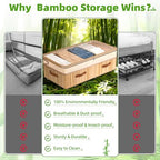 Livole Bamboo Under Bed Storage with Wheels, 6-10 inches Height Adjustable Underbed Storage Containers, 92L XXXL Large Rolling Under Bed Storage Bins for Clothes, Blankets, Sweater, Shoes, 1 Pack - size: Expandable - 10"H - Wheels