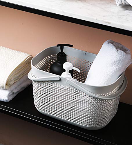 UUJOLY Plastic Organizer Storage Baskets with Handles, Shower Caddy Bins Organizer for Bathroom and kitchen (3 Pack, Grey) - color: Grey, size: 3 Pack